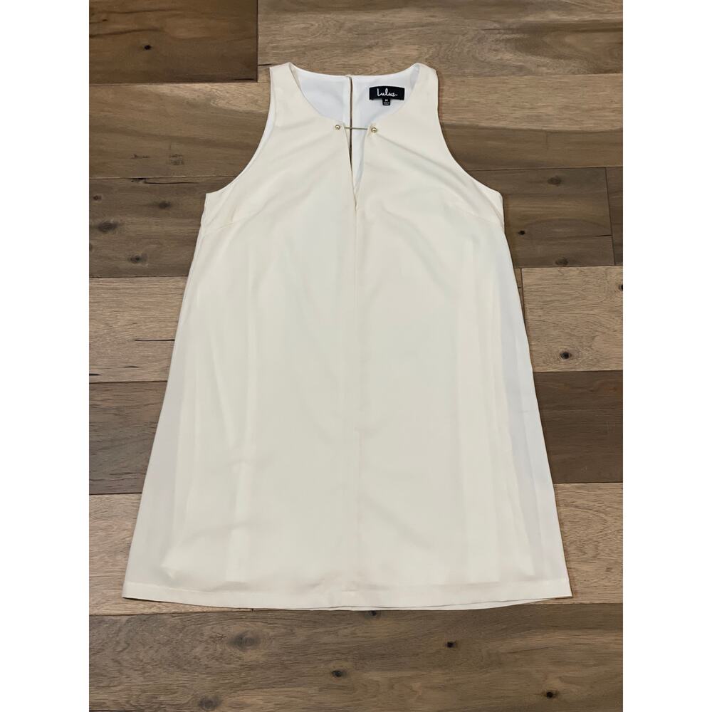 Lulus Bar Detail Shift Dress Cream Size M New Without Tag - Picture 5 of 9